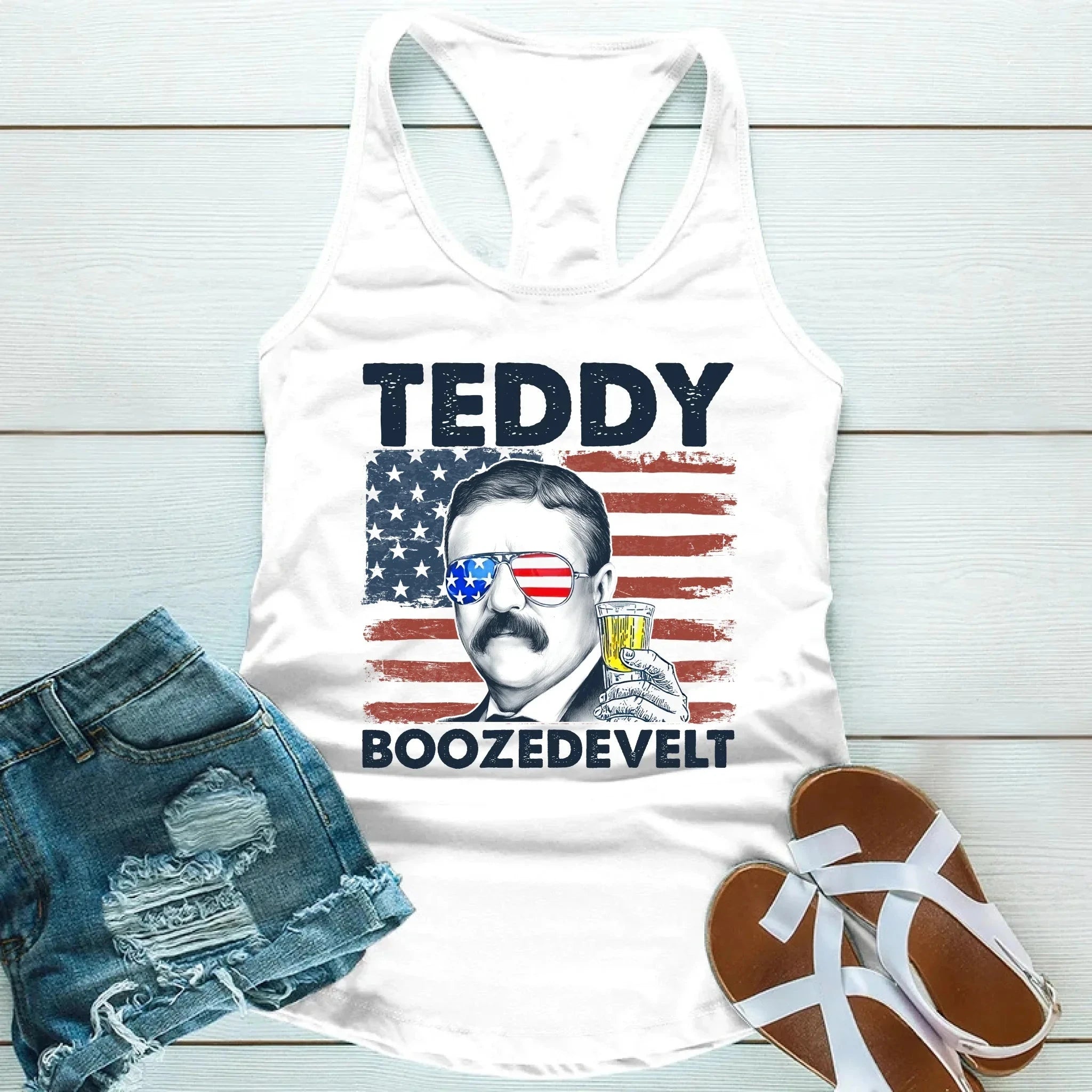 Teddy Boozedevelt Unisex Tank Top – Funny Patriotic Party Tee Adorb.co
